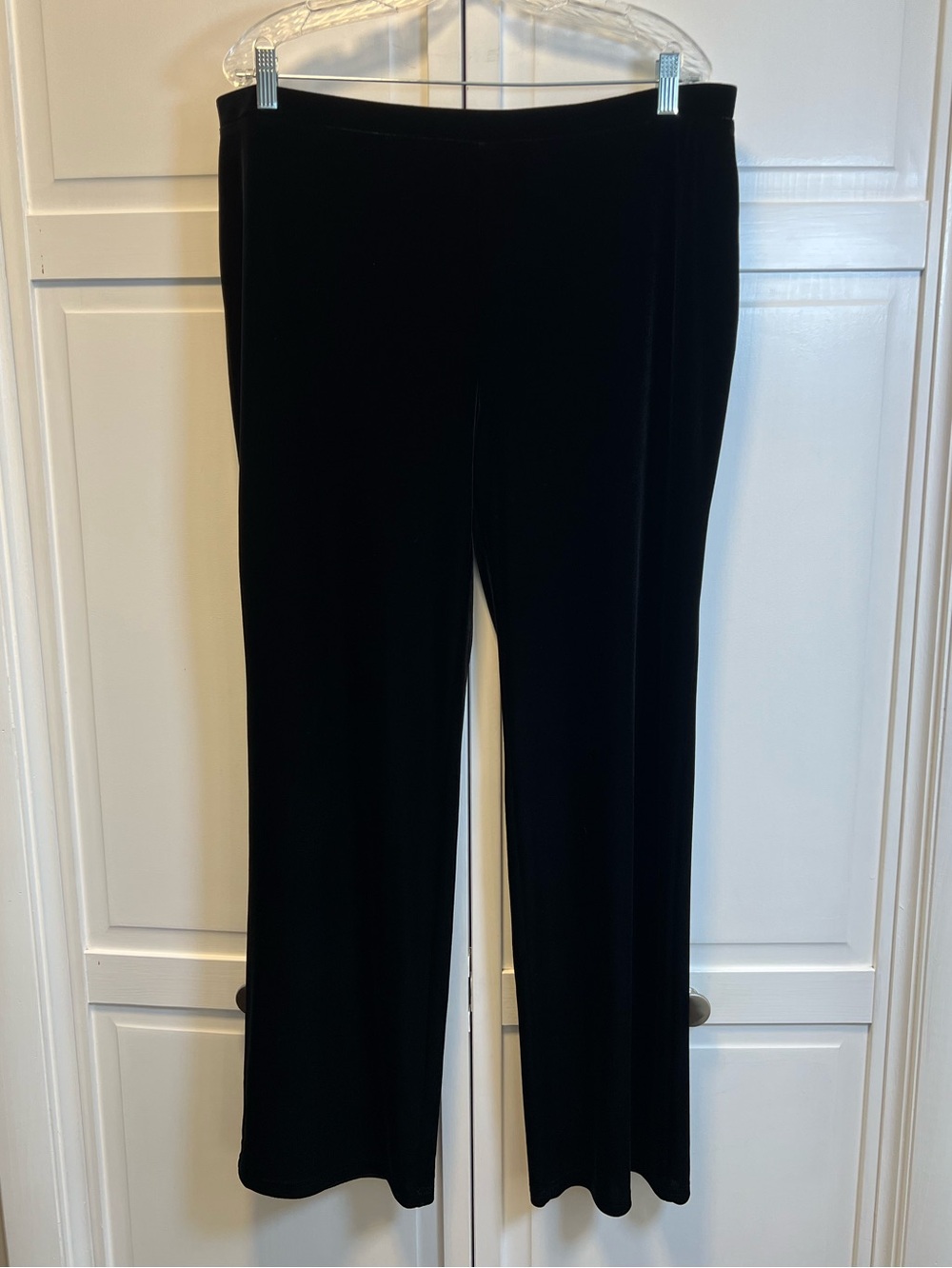 Kate Hill Black Wide-Leg Velvet Pull-On Pants Size XL